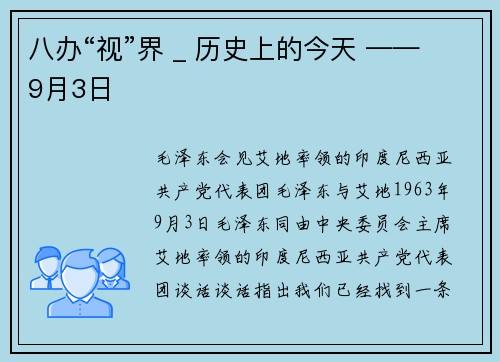 八办“视”界 _ 历史上的今天 ——9月3日