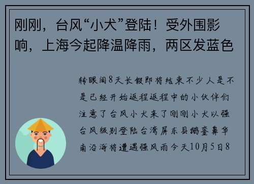 刚刚，台风“小犬”登陆！受外围影响，上海今起降温降雨，两区发蓝色预警，沿海海面有8到10级大风