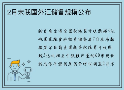 2月末我国外汇储备规模公布