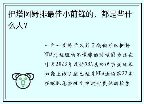 把塔图姆排最佳小前锋的，都是些什么人？